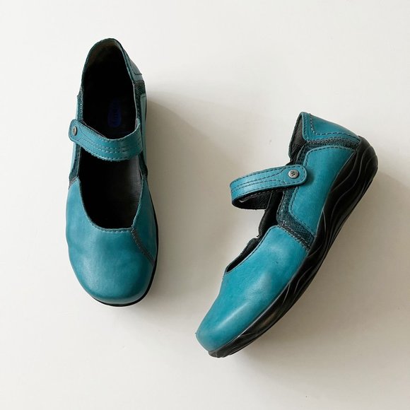 Wolky Leather Mary Jane Walking Comfort Shoes Deep Aqua Women's Size 40 US 8.5 9
